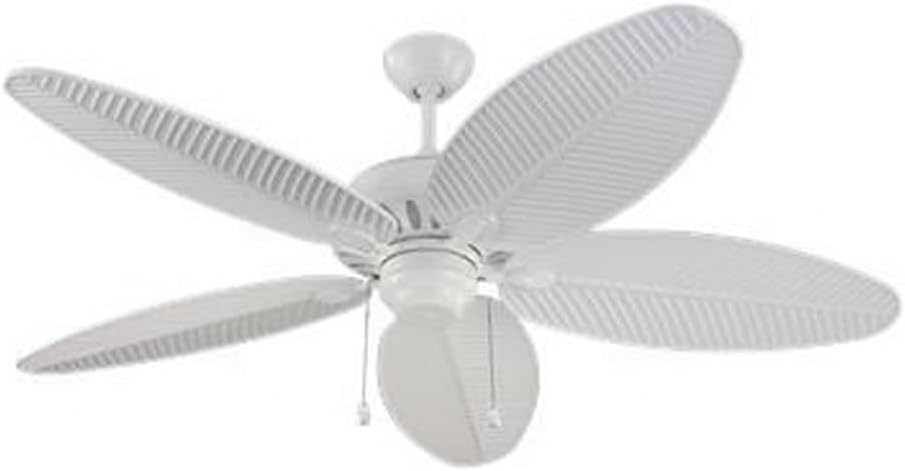 Monte Carlo 5CU52WH Cruise Tropical 52" Outdoor Ceiling Fan with Pull Chain, 5 ABS Palm Leaf Blades, White