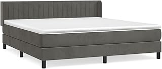 Boxspringbett 180x200 Dunkelgrau Samt mit Matratze & Topper Höhenverstellbares Kopfteil Luxus Schlafsystem für Schlafzimmer und Gästezimmer
