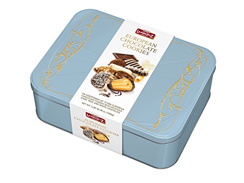 Lambertz European Chocolate Cookies, 3 lbs Gift Tin (Gray)