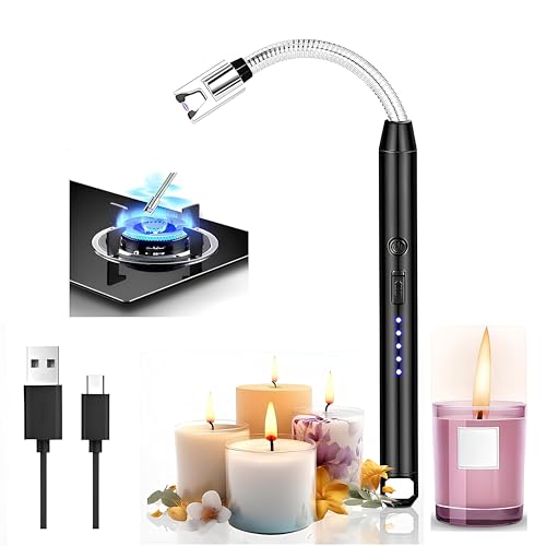 Image of KBZONE Rechargeable Electric Gas Lighter for Kitchen Use Electric Stove Lighter for Kitchen Cooking Gas Stove BBQ Pooja,Candles 360 Flexible Neck Arc C-Type USB Plasma Lighter Windproof