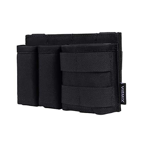 Vismix 9Mm Pistol 5.56Mm Ar15 Rifle Magazine Pouch Set, Tactical Molle Mag Pouch With Quick Release Kydex Insert Black #TOP21