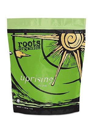 Roots Organics Uprising Grow, Organic Fertilizer with Beneficial Bacteria and Mycorrhizae, 6-1-2 NPK, 3 lb.