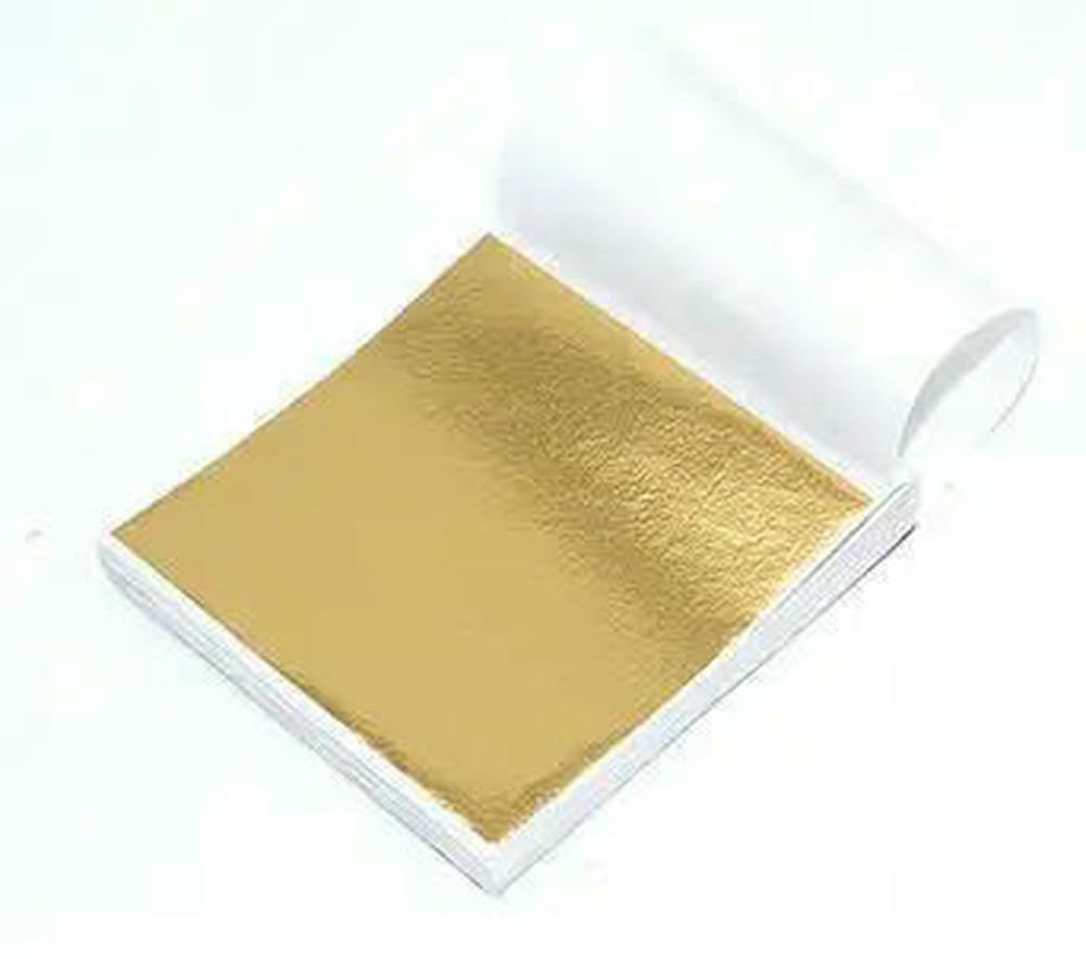 Gold Leaf Sheets, Multicolor Gold Leaf Foil Transfer Sheets 100 Pack For Crafts Gilding Decoration(Shallow Gold)