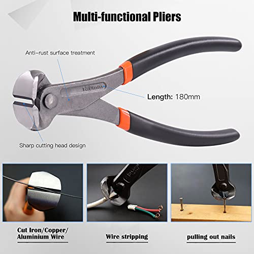 Glarks 4-teiliges Nagelentferner-Werkzeug-Set, inklusive 17,8 cm Endschneidezange, 10,2 cm biegbare U-Spitze und V-Spitzen-Zapfenabzieher, 15,2 cm U-Spitzen-Heber zum Schneiden von Nägeln, Entfernen