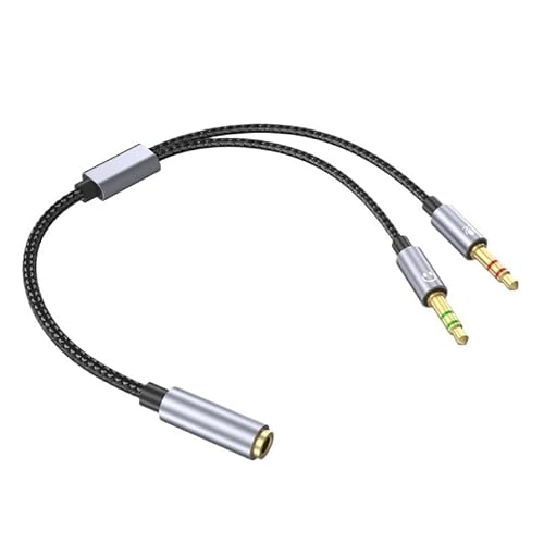 WEBALXRN 3.5mmサウンドおよびマイクスプリッターケーブル、編組AUXアダプターメス-2オス