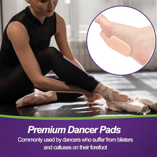 Image of Cutecrop 20 Pcs Sesamoiditis Pads, 1 /4 inch Thick Dancers Pads for Ball of Feet Pain Thick Adhesive Skived Felt Callus Sesamoiditis Relief Forefoot Cushion Pad Ball of Feet Pain(Brown,Left)