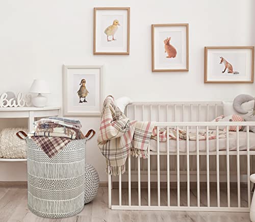 Hiyagon Laundry Basket,Large Sized Storage Bin,Canvas Fabric Nursery Hamper,Collapsible Organizer For Toy Bins,Gift Baskets, Kids Boys And Girls,Office,Bedroom,Clothes,Baby Nursery（Grey Spots） #TOP5