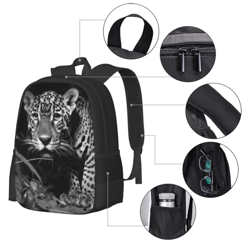17 Inch Backpack for Tiger Through Lush Green Foliage Lightweight Adjustable Animal Backpacks with Mesh Side Pockets for Travel Outdoor Sports4
