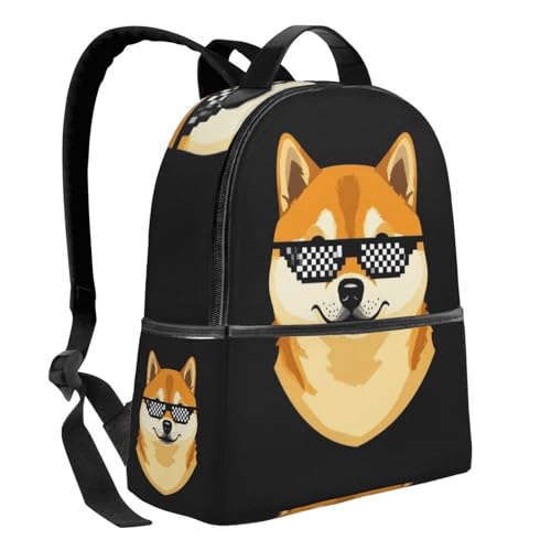 Weekend Overnight Large Daypack, Spacious Funny Shiba Inu Thug Dog Life Sunglasses Travel Backpack for Women Men2