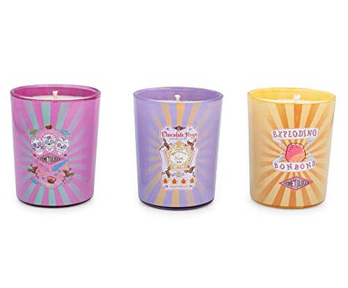Harry Potter Honeydukes Scented Soy Wax Candle Collection, Set of 3 with Unique Fragrances | 20-Hour Burn Time | Home Decor Housewarming Essentials, Wizarding World Hogwarts Gifts and Collectibles