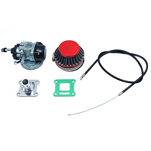 ANCLLO Carburador de carreras 2 tiempos 49 cc 50 cc 60 cc 80 cc con filtro de aire para motor de 2 tiempos bicicleta motorizada rojo