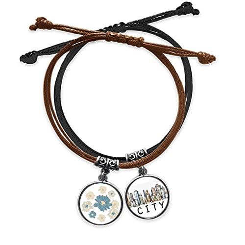 Bracelet Corde Fleurs Bleu Main Chaîne Bracelet Cuir Sidi mixte