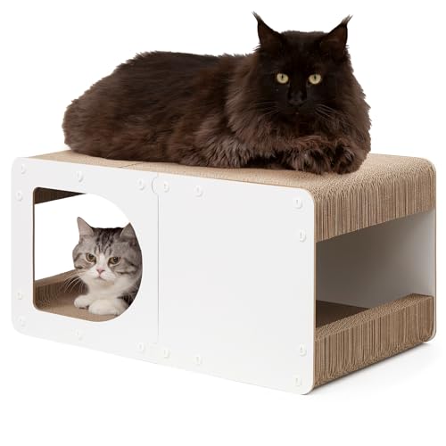EHEYCIGA Cardboard Cat Scratcher House, 23-Inch Cat Scratch pad, White
