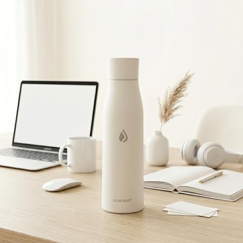 Image of AQUA VAULT PureX Self-Cleaning Smart Water Bottle - 750ml 25oz | With UV-C Purifier, Digital Temperature Display & Hydration Reminder | 316 Medical Grade Stainless Steel | 24H Cold-12H Hot