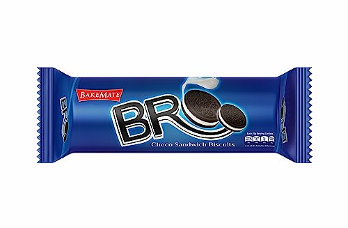 Image of BakeMate BRO Choco Vanilla Sandwich Biscuits Family Pack - Combo Pack of 5 (100g Each) | Vanilla Cream Biscuit | Snack for Kids | Family Pack Sandwich Cream Biscuits | Tea Time Snack | Cookies Packs | Value Pack Biscuit