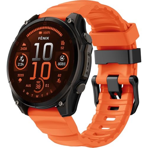 Image of Compatible with Garmin Fenix 7X Strap /Fenix 6X / Fenix 5X / Fenix 8 51mm,26mm Soft Silicone Sport Wristband Replacement Quickfit Bands for Tactix Delta,Fenix 3 /3 HR,Descent MK1 /Enduro