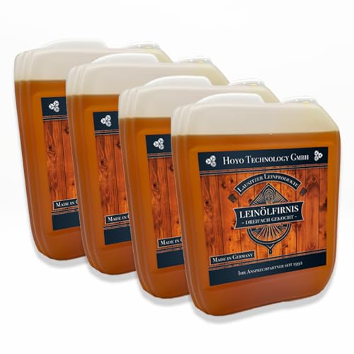 Leinölfirnis 20 Liter Leinöl Firnis (4 x 5 Liter) Leinöl Firnis Lausitzer Leinöl für Holzschutz dreifach gekocht und harzfrei