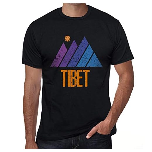 ULTRABASIC Herr Grafisk tryckt T-shirt Bergbilds - Fjäll TIBET (4XL, Svart)