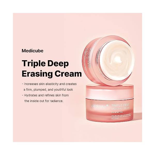 medicube Triple Collagen Cream - Hydrating & Firming Moisturizer with Hyaluronic Acid, Premium Elastin, Shea Butter - Wrinkle Care & Boosts Elasticity - Korean Skincare, 1.69 oz