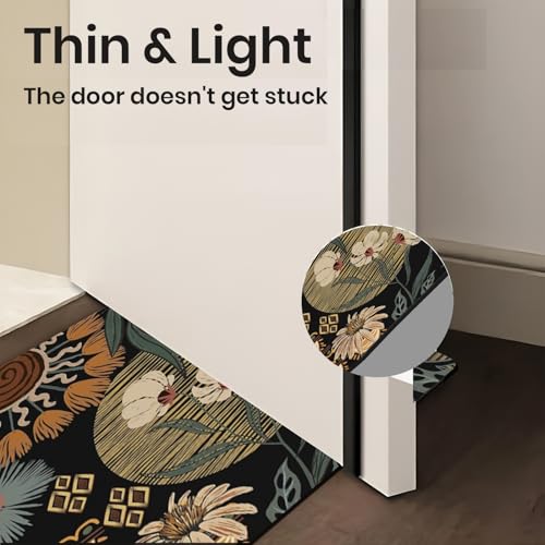 Image of MAXOSHINE PVC Bathroom Mats Anti Slip | Water Absorbent Bath Floor Mat | Quick Dry Anti Skid Bathroom Mats for Home | Door Mat for Wet Area 40x60 CM (3D Floral Black)