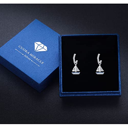 Cuoka Miracle Anchor Necklace/Earrings For Women 925 Sterling Silver Nautical Anchor Pendant Beach Sailor Necklace Jewelry Gift For Girls Daughter Friends (Sailboat Anchor) #TOP6