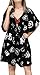 Produktbild LA LEELA Damen Kimono Cover Up Halloween Druck Strandkleid Badeanzug Vertuschen Kurzarm Urlaub Sommerkleid Schwarz_B807 L-XXL