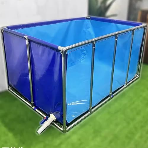 Transparent PVC Aquarium Pool with Steel Frame & Drain Valve - Blue & Clear - Perfect for Ponds, Fish Tanks, Koi & Goldfish Enthusiasts