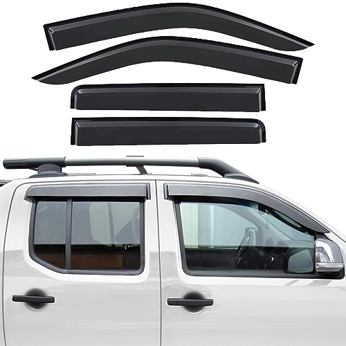 JHCHAN Déflecteurs de Vent Compatible pour Nissan Navara D40 2006-2014 Double Cabin Noir fumé Déflecteurs d'air