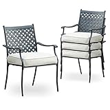 Top Space 4 Piece Metal Outdoor Wrought Iron Patio Furniture,Dinning Chairs Set with Arms and Seat...