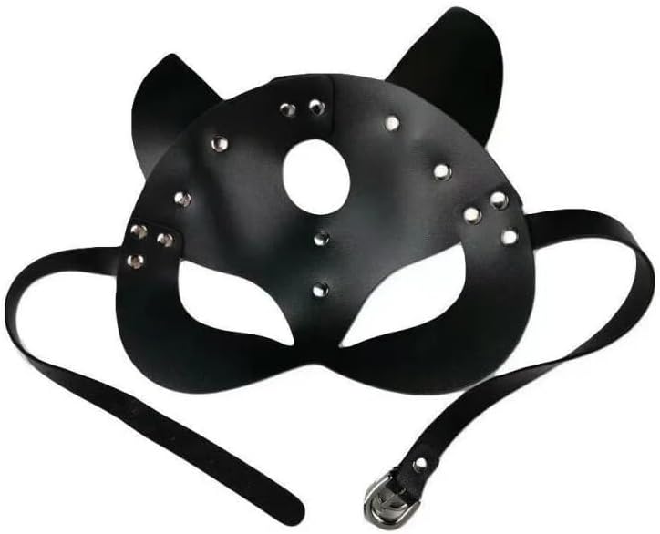Cat Woman Eye Cover for Adults Women, Black Faux Leather Cat Ear Headpiece with Adjustable Strap, Halloween Cosplay Masquerade Costume Accessory for Party and Roleplay Outfits - Image 9