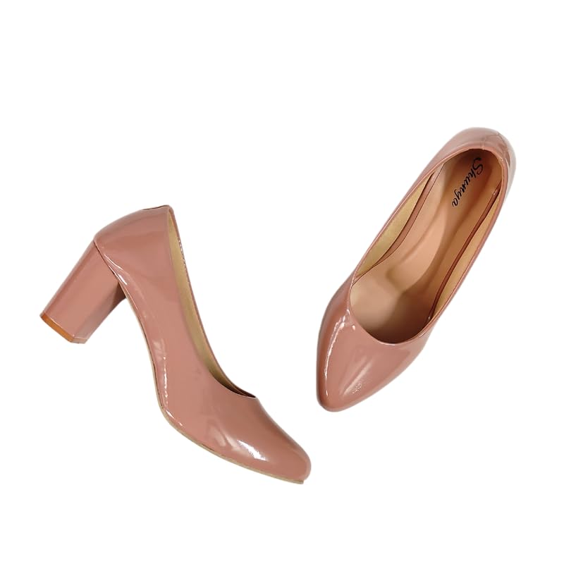 shunya Women Comfortable Round toe Closed Pump Shoes Belly with Block Heel Slip-on Sandal For Casual And Official Occassions-picture-14