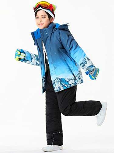 Image of WOWULOVELY Big Boy's 2-Piece Colorblock Snow Pants and Jacket Snowsuit Ski Suit