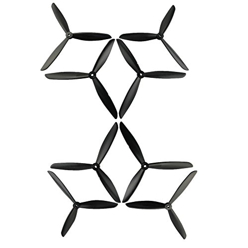 Upgraded Propellers Three Blades Propeller for MJX B2 B3 Bugs Hubsan H501E H501S Drone Replacement CCW CW Propellers RC Quad Copter Spare Parts (Black-Black)