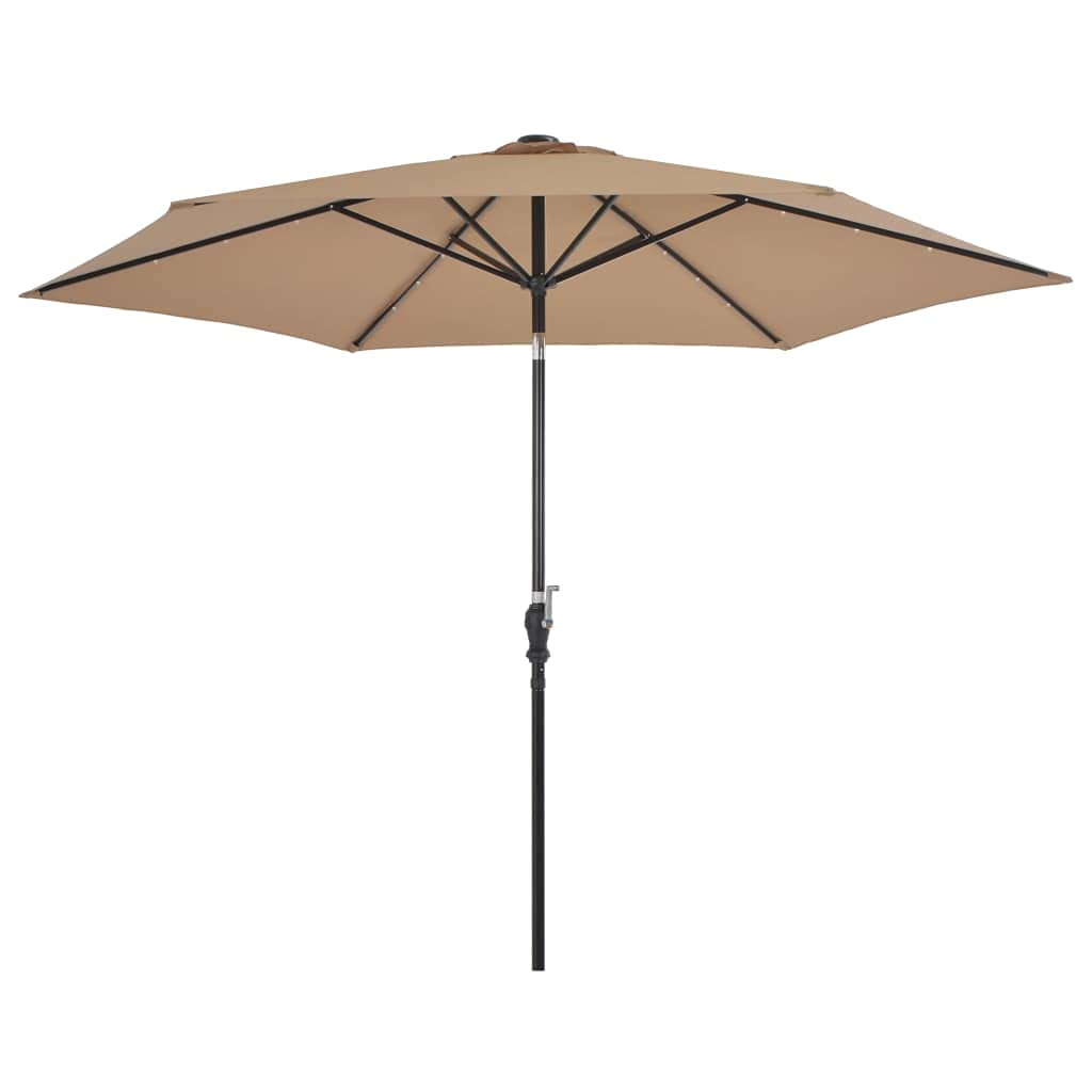 Parasol anti-UV 300 cm avec LED intégrées pour terrasse et patio