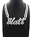 SJ ICED Out SLATT Pendant 12mm/18 Miami Cuban Chain Necklace RC3149R
