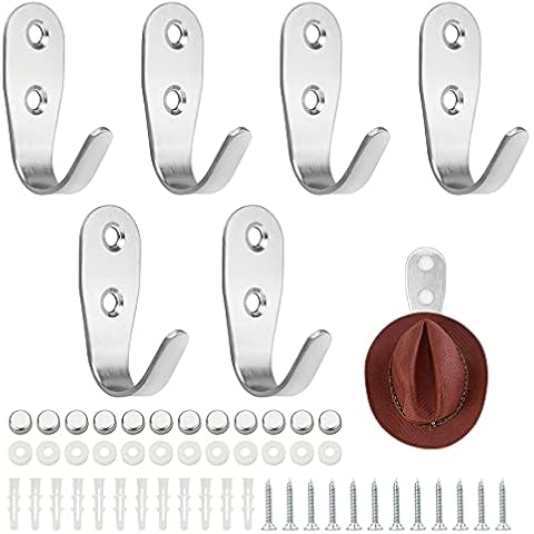 YSDMY 6 Pcs Brushed Stainless Steel Coat Hooks Cover