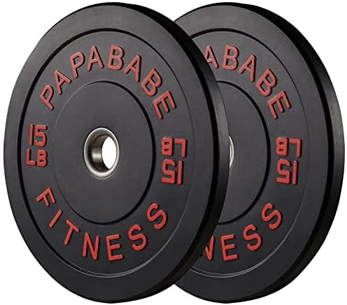 Papababe Weight Plates, 2-Inch Weights Plates Set, Floor Protective Rubber Weight Plates, 10-600lbs Bumper Plates for Barbell Strength Training & Weightlifting (Single/Pair/Full Set)