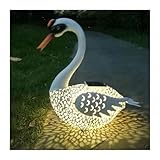 Solar Gartenleuchten Außenleuchten Schwan Pfau Statuen Garten Dekor Landschaft Lampe Hohlfigur Rasen Metall Skulptur Gartenleuchten Solarlampen für Außen Garten (Color : 35.5x14x39.5cm)