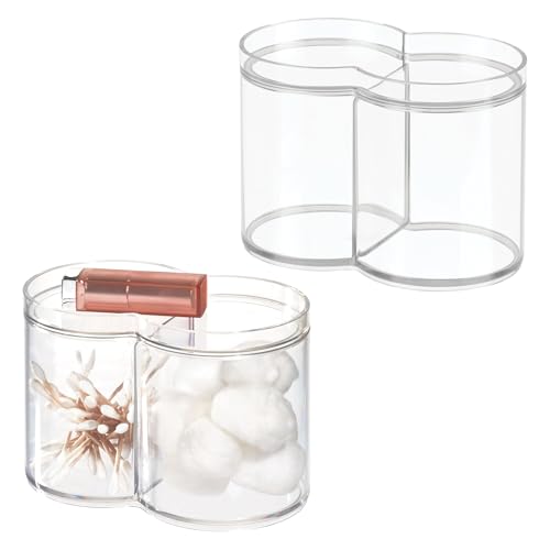 iDesign Stackable Dual Bathroom Vanity or Countertop Storage-Set of 2-Clear Canister, 2 Count