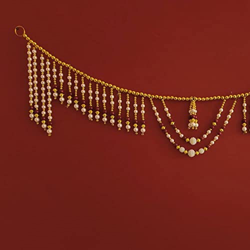 Image of Handmade Door Hanging Round Moti Style Bandarwal Toran (TMR-07) -Diwali New Year Inauguration Wedding Festival Home Decor Pooja (40 Inch X 6 Inch)