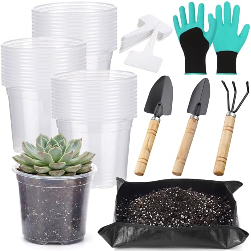 Yiyiring 83 Pcs Garden Supplies Tools Kit, 4 Inch Clear