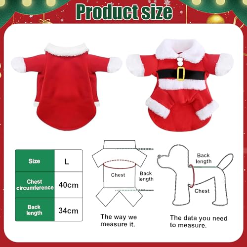 Chien Vêtements de Noël, Costume de Père Noël Chien et Chat avec Bonnet pour Petits Chiens Chats – Image 3