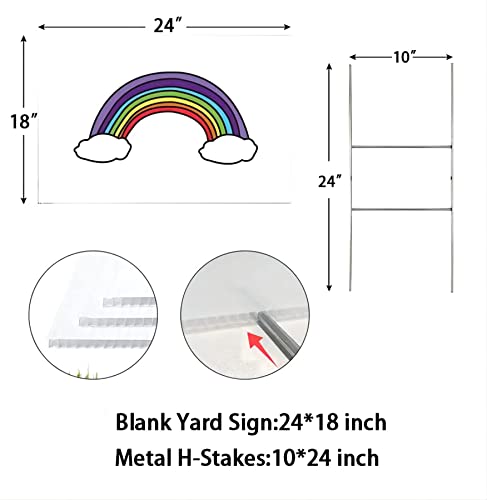 Wenwell 2 Blank Yard Signs With H Metal Stakes 18 X 24 Inch,Real Estate Garage Sale Sign Double Sided,Corrugated Plastic Lawn Sign,Diy Custom Outdoor Signs #TOP3
