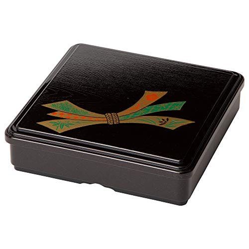 Bakunouchi Bento Box, 7 Square Fixed Wood Grain Bento Tea Pearl Noshi (Fixed Partition), 8.3 x 8.3 x 2.1 inches (21.1 x 21.1 x 5.4 cm), ABS Resin, 7-416-2, Restaurant, Commercial Use