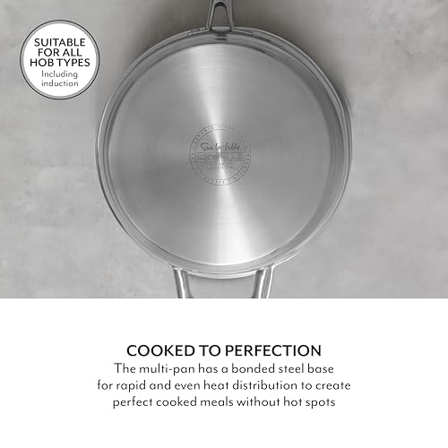 Poêle multi-couches inox induction avec couvercle en verre trempé