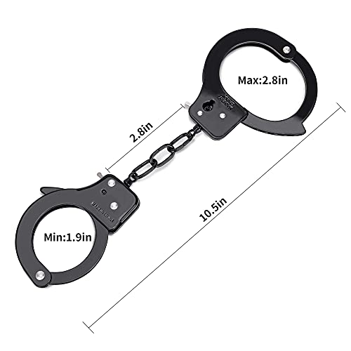 Metal Play Toy Handcuffs for Kids Police Costume Hand Cuffs with Keys (Black)