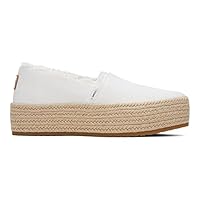 Toms Women's Valencia Platform Espadrille, White Canvas, US 9