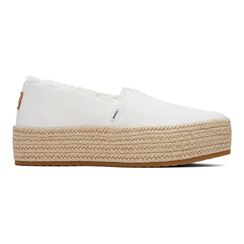 Toms Women's Valencia Platform Espadrille, White Canvas, US 9