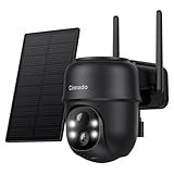Cinnado Überwachungskamera Aussen Solar - 2K Aussenkamera WLAN Kabellos Akku, 360 Grad PTZ, PIR Bewegungsmelder IP65, Farbnachtsicht, Zwei-Wege-Audio (Schwarz)