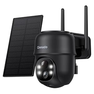 Cinnado Überwachungskamera Aussen Solar - 2K Aussenkamera WLAN Kabellos Akku, 360 Grad PTZ, PIR Bewegungsmelder IP65, Farbnachtsicht, Zwei-Wege-Audio (Schwarz)